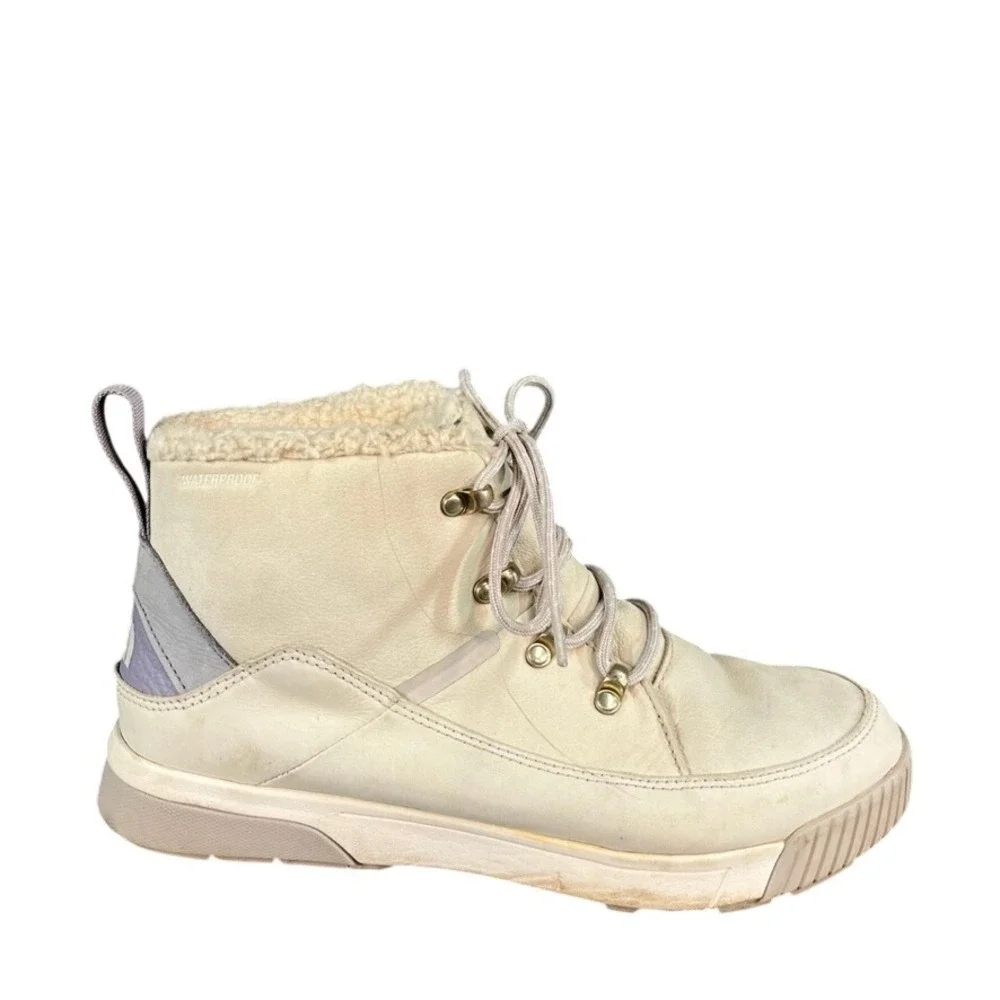 The North Face Larimer Mid Waterproof Boots Cream Tan Faux Fur Lined Women 10